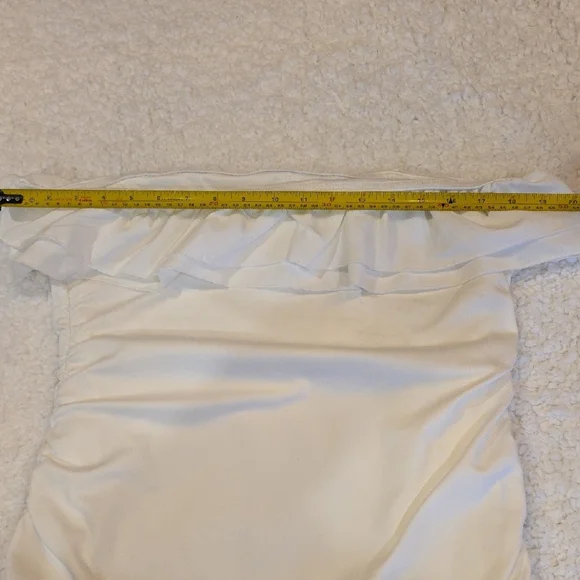 White Ruffle Tube Mini Dress - Picture 2 of 7